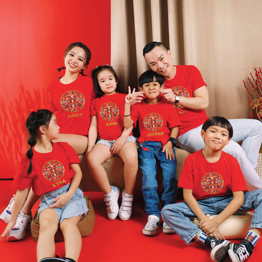 Teezbee.com - Chinese New Year of the Fire Horse 2026 | Golden Blossom Blue Print