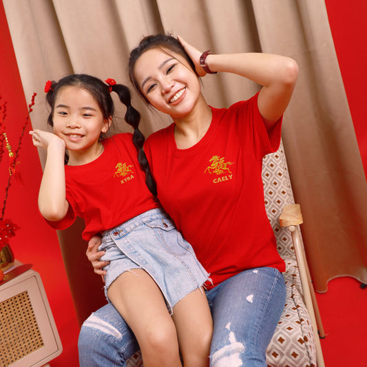 Teezbee.com - Chinese New Year of the Fire Horse 2026 | Golden FÚ Stallion Pocket Embroidery