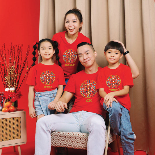 Teezbee.com - Chinese New Year of the Fire Horse 2026 | Golden Blossom Blue Print