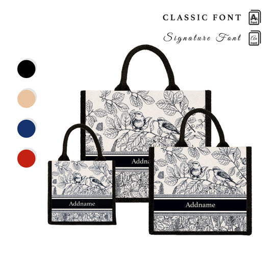 Teezbee.com - Song Birds Artline Series Jute Tote Bag (Black)