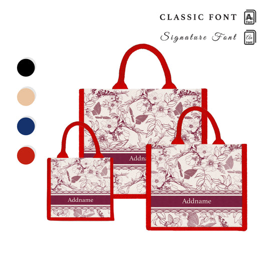 Teezbee.com - Wild Rose Artline Series Jute Tote Bag (Red)