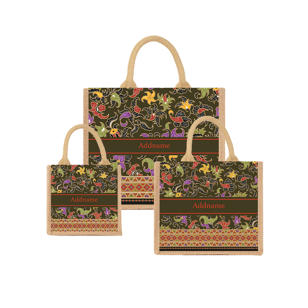 Songket Batik Jute Tote Bag - Main Image