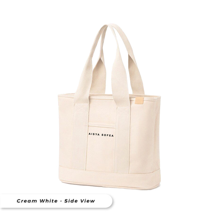 Teezbee.com - Seqora Canvas Tote Bag (Cream White)