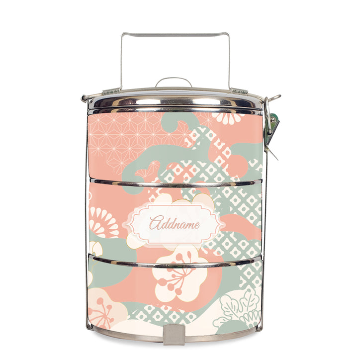 Rosy Cherry Blossom Oriental Series 3-Tier Standard Small 12cm Tiffin Carrier (Signature)