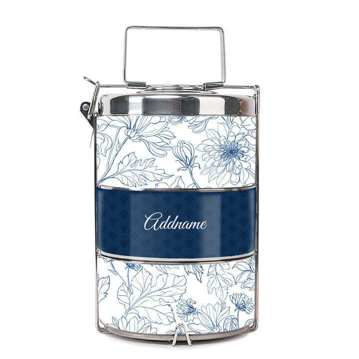 Chrysanths Artline Series 3-Tier Premium Small 11.5cm Tiffin Carrier (Navy | Signature)