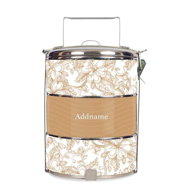 Floral Artline Series 3-Tier Standard Small 14cm Tiffin Carrier (Natural | Classic)