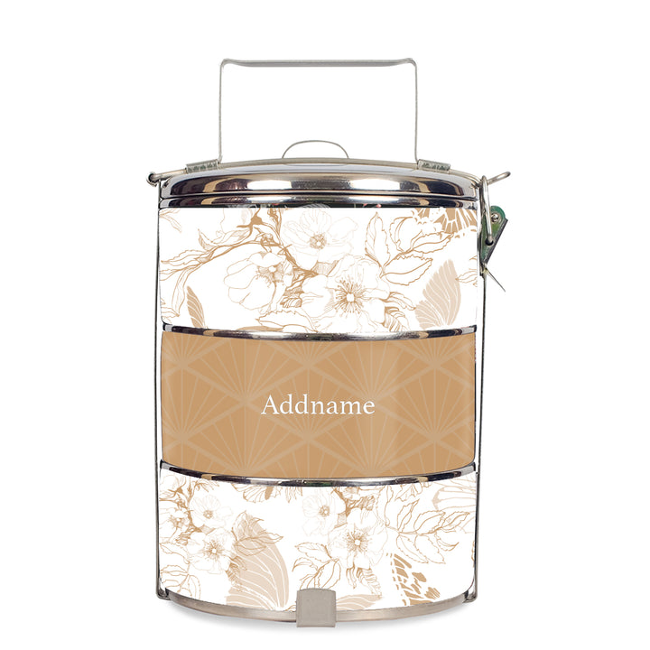 Wild Rose Artline Series 3-Tier Standard Small 14cm Tiffin Carrier (Natural | Classic)