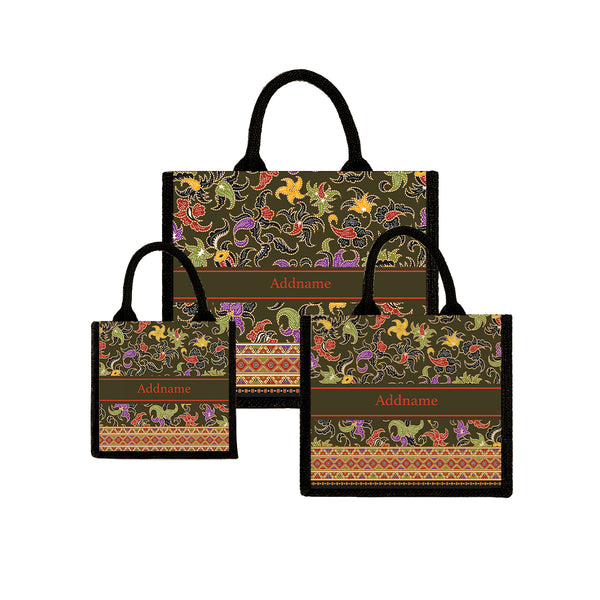 Teezbee.com - Songket Batik Jute Tote Bag (Black)