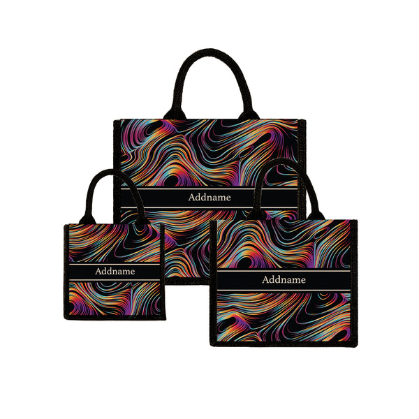 Teezbee.com - Spectrum Rainbow Jute Tote Bag (Black)