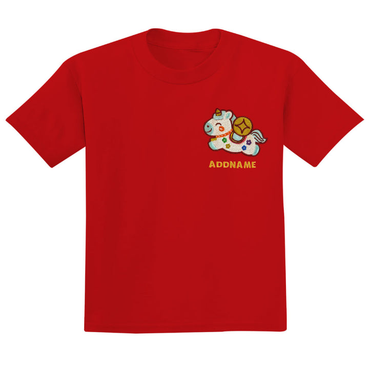 Teezbee.com - Chinese New Year of the Fire Horse 2026 | Lucky Blue Pony Pocket Embroidery