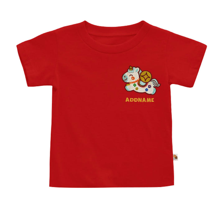 Teezbee.com - Chinese New Year of the Fire Horse 2026 | Lucky Blue Pony Pocket Embroidery