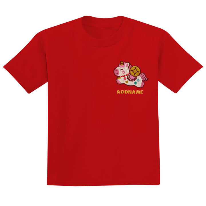 Teezbee.com - Chinese New Year of the Fire Horse 2026 | Lucky Pink Pony Pocket Embroidery