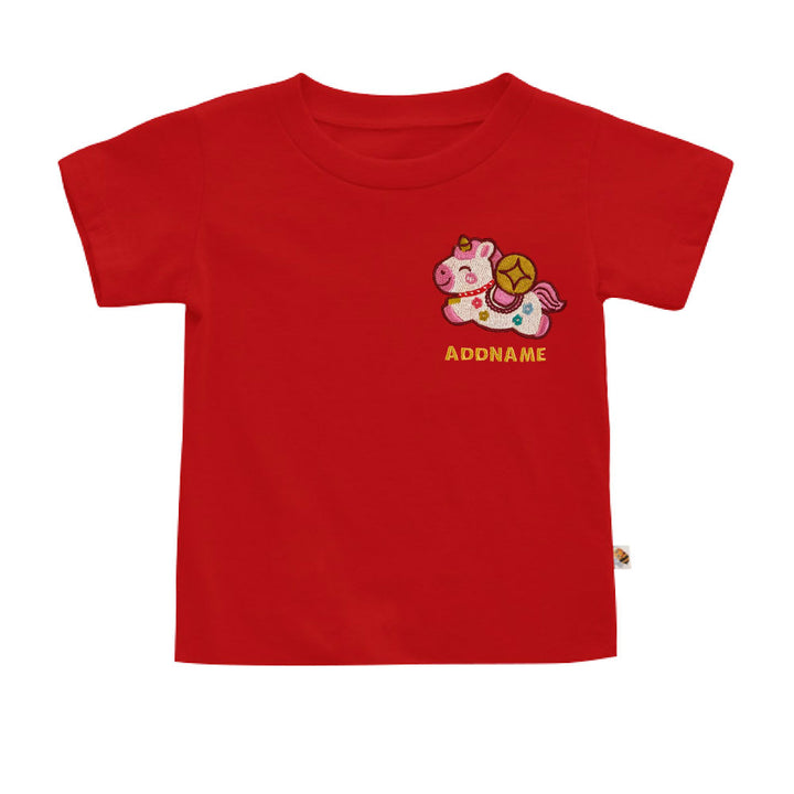 Teezbee.com - Chinese New Year of the Fire Horse 2026 | Lucky Pink Pony Pocket Embroidery