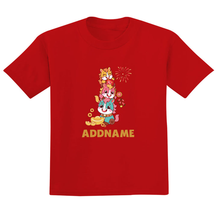 Teezbee.com - Chinese New Year of the Fire Horse 2026 | Prosperity FÚ 3 Horses Print