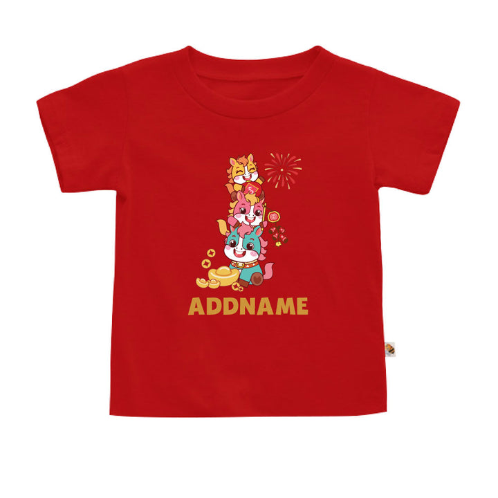 Teezbee.com - Chinese New Year of the Fire Horse 2026 | Prosperity FÚ 3 Horses Print