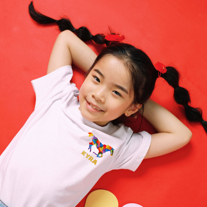 Teezbee.com - Chinese New Year of the Fire Horse 2026 | Auspicious Colorful Horse Pocket Embroidery