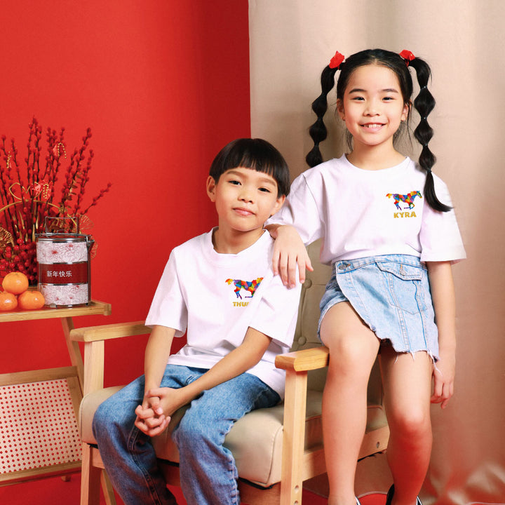 Teezbee.com - Chinese New Year of the Fire Horse 2026 | Auspicious Colorful Horse Pocket Embroidery