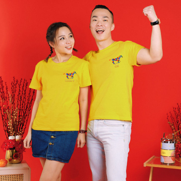 Teezbee.com - Chinese New Year of the Fire Horse 2026 | Auspicious Colorful Horse Pocket Embroidery