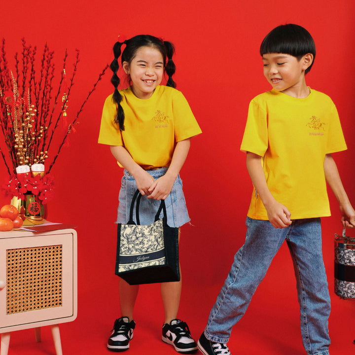 Teezbee.com - Chinese New Year of the Fire Horse 2026 | Golden FÚ Stallion Pocket Embroidery