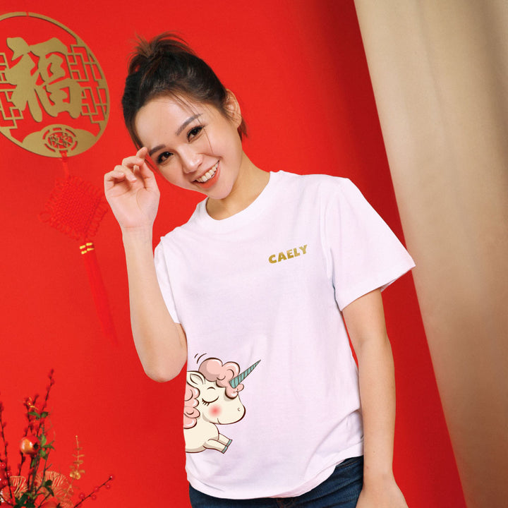 Teezbee.com - Chinese New Year of the Fire Horse 2026 | Joyful FÚ Pink Unicorn Print
