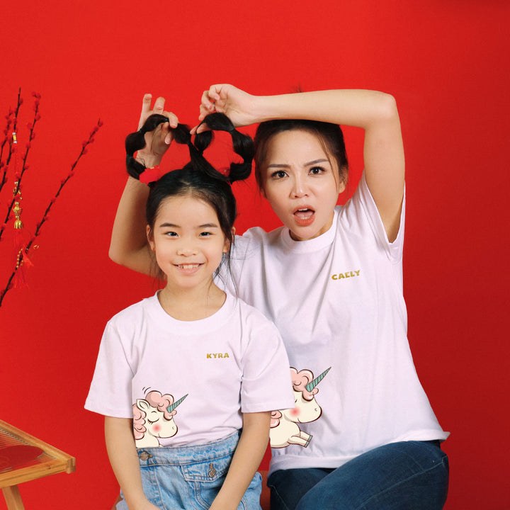 Teezbee.com - Chinese New Year of the Fire Horse 2026 | Joyful FÚ Pink Unicorn Print