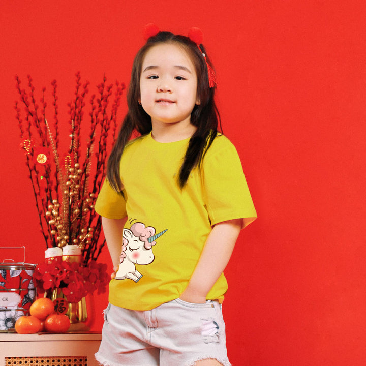 Teezbee.com - Chinese New Year of the Fire Horse 2026 | Joyful FÚ Pink Unicorn Print