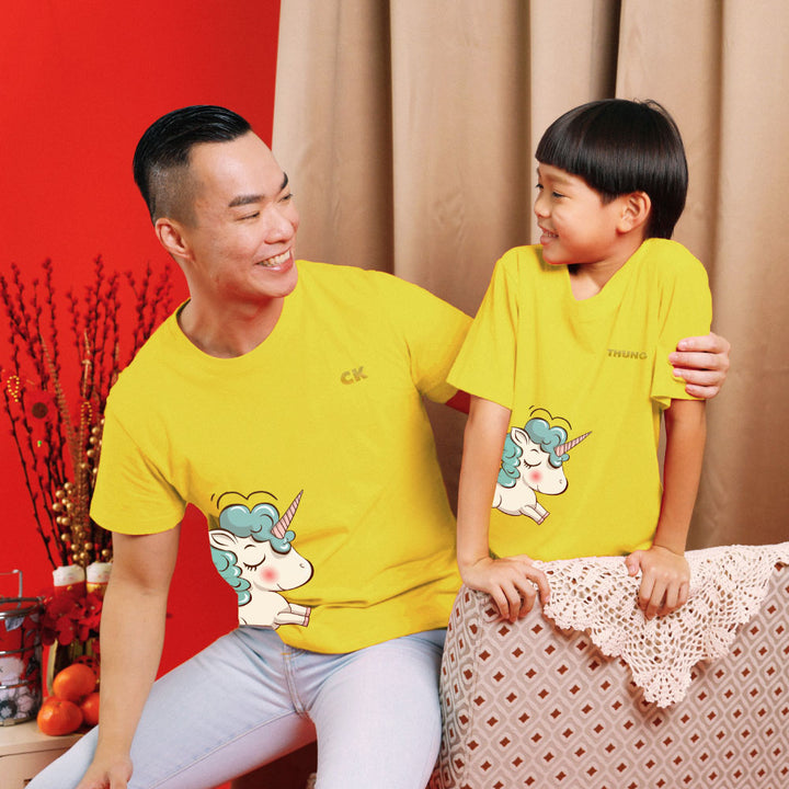 Teezbee.com - Chinese New Year of the Fire Horse 2026 | Joyful FÚ Blue Unicorn Print