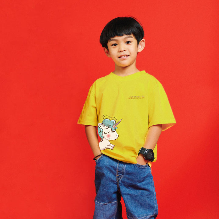 Teezbee.com - Chinese New Year of the Fire Horse 2026 | Joyful FÚ Blue Unicorn Print