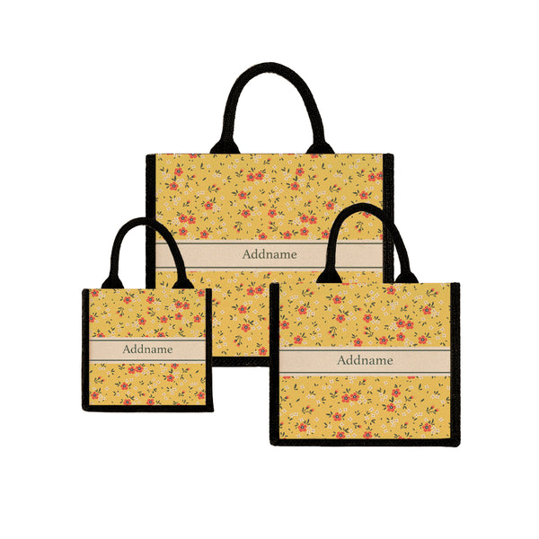 Teezbee.com - Cute Floral Jute Tote Bag (Black)