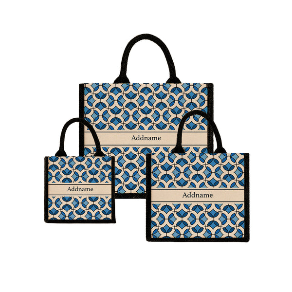 Teezbee.com - Flora Mosaic Jute Tote Bag (Black)