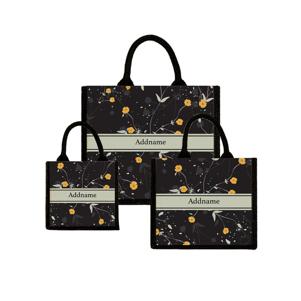 Teezbee.com - Windflower Jute Tote Bag (Black)