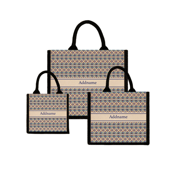 Teezbee.com - Moroccan Azulejo Jute Tote Bag (Black)