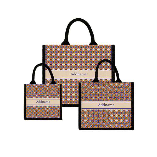 Teezbee.com - Mosaic Geo Brown Jute Tote Bag (Black)