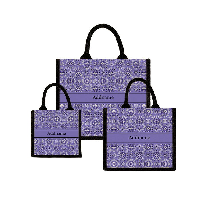 Teezbee.com - Mosaic Ornament Purple Jute Tote Bag (Black)