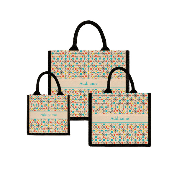 Teezbee.com - Retro Atomic Jute Tote Bag (Black)