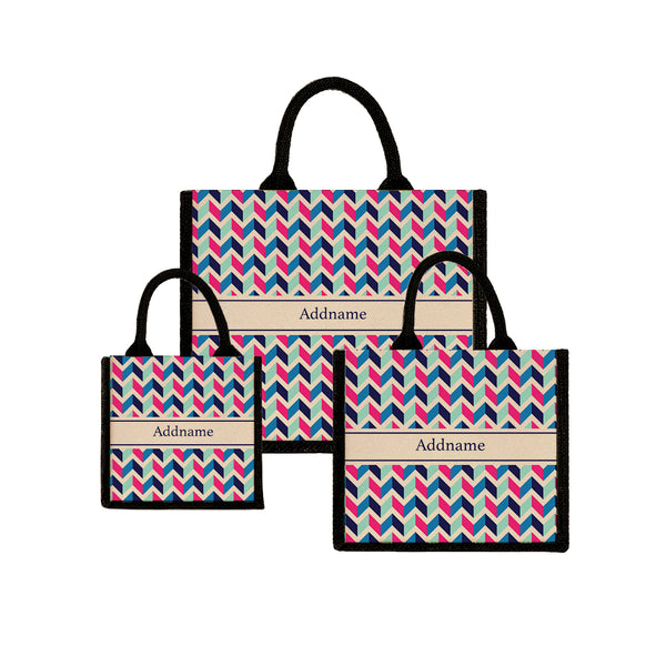 Teezbee.com - Retro Zigzag Jute Tote Bag (Black)