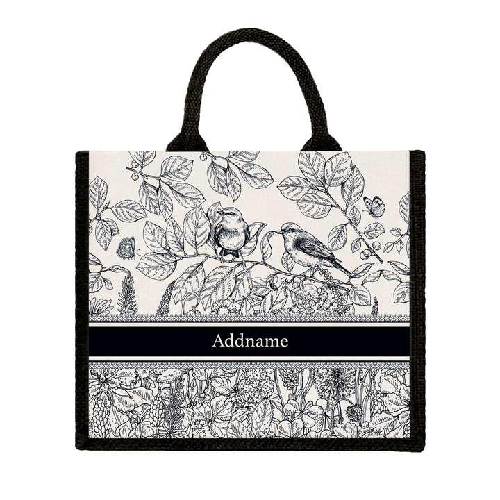 Teezbee.com - Song Birds Artline Series Jute Tote Bag (Large | Black | Classic)