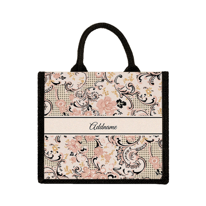 Teezbee.com - Imperial Charm Oriental Series Jute Tote Bag (Medium | Black | Signature)