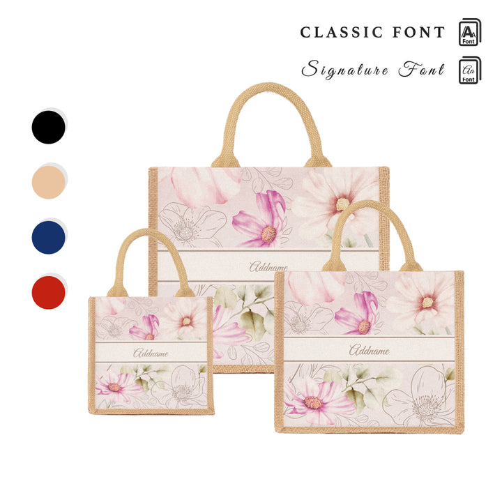 Teezbee.com - Floral Verse Flora Series Jute Tote Bag (Natural)