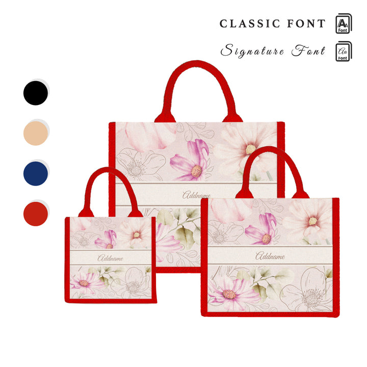 Teezbee.com - Floral Verse Flora Series Jute Tote Bag (Red)