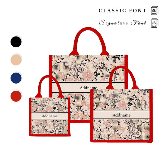 Teezbee.com - Imperial Charm Oriental Series Jute Tote Bag (Red)