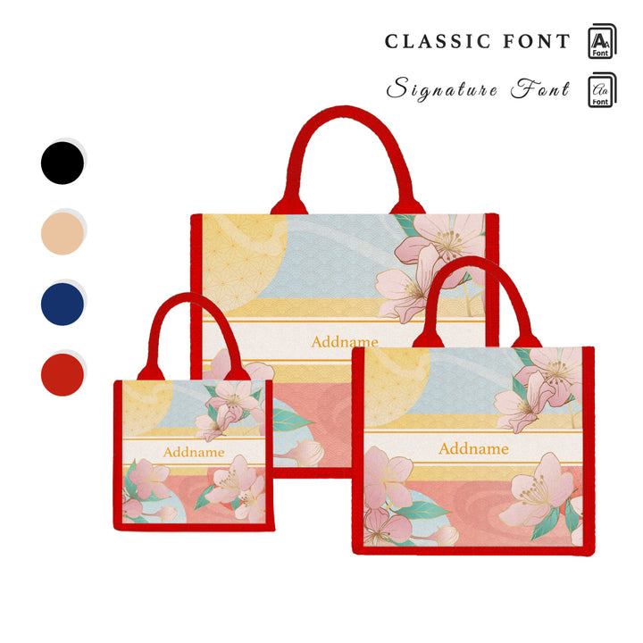 Teezbee.com - Zen Blossom Oriental Series Jute Tote Bag (Red)