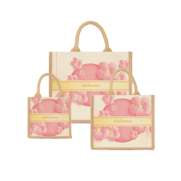 Teezbee.com - Pink Sakura Jute Tote Bag (Natural)