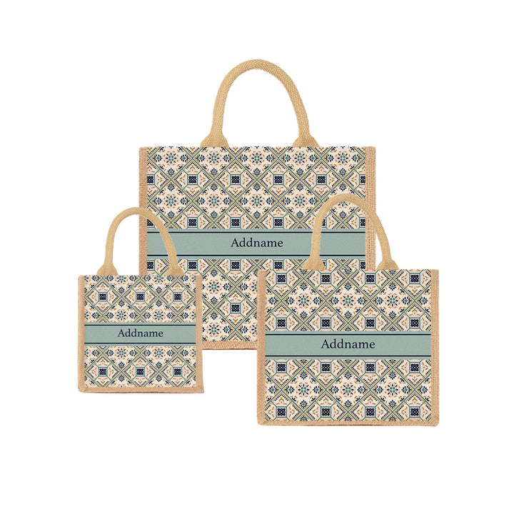 Teezbee.com - Moroccan Talavera Glaze Jute Tote Bag (Natural)