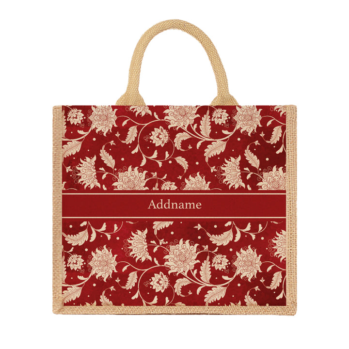 Teezbee.com - Chinese Porcelain Red Jute Tote Bag (Natural | Large)