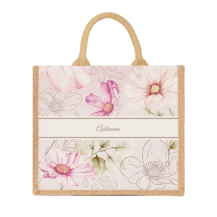 Teezbee.com - Floral Verse Flora Series Jute Tote Bag (Large | Natural | Signature)