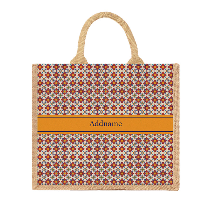 Teezbee.com - Moroccan Majolica Red Jute Tote Bag (Natural | Large)