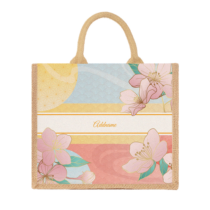 Teezbee.com - Zen Blossom Oriental Series Jute Tote Bag (Large | Natural | Signature)