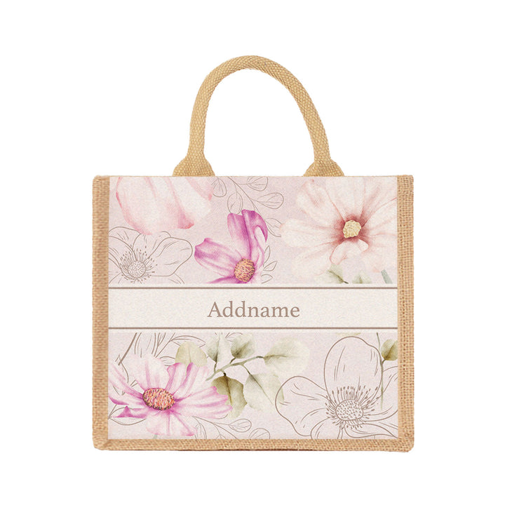 Teezbee.com - Floral Verse Flora Series Jute Tote Bag (Medium | Natural | Classic)