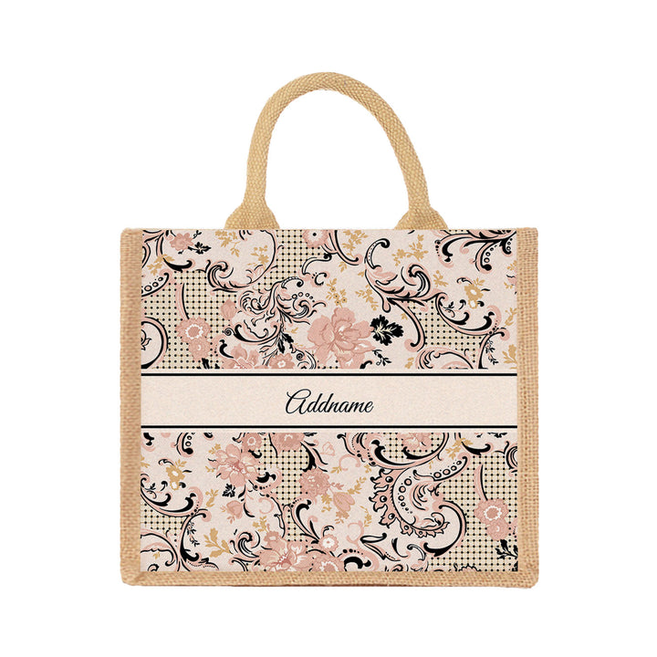 Teezbee.com - Imperial Charm Oriental Series Jute Tote Bag (Medium | Natural | Signature)